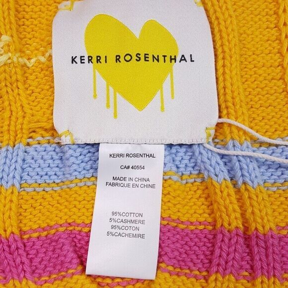 KERRI ROSENTHAL Womens Scarf Yellow Smiley Happy Face WELL LOVED 66x18.5 $348 - Picture 6 of 8